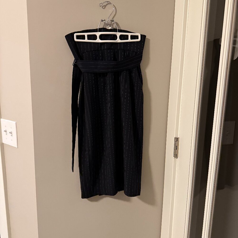 Navy Pinned Stripe Wrap Skirt by Imperial (French Brand) XS